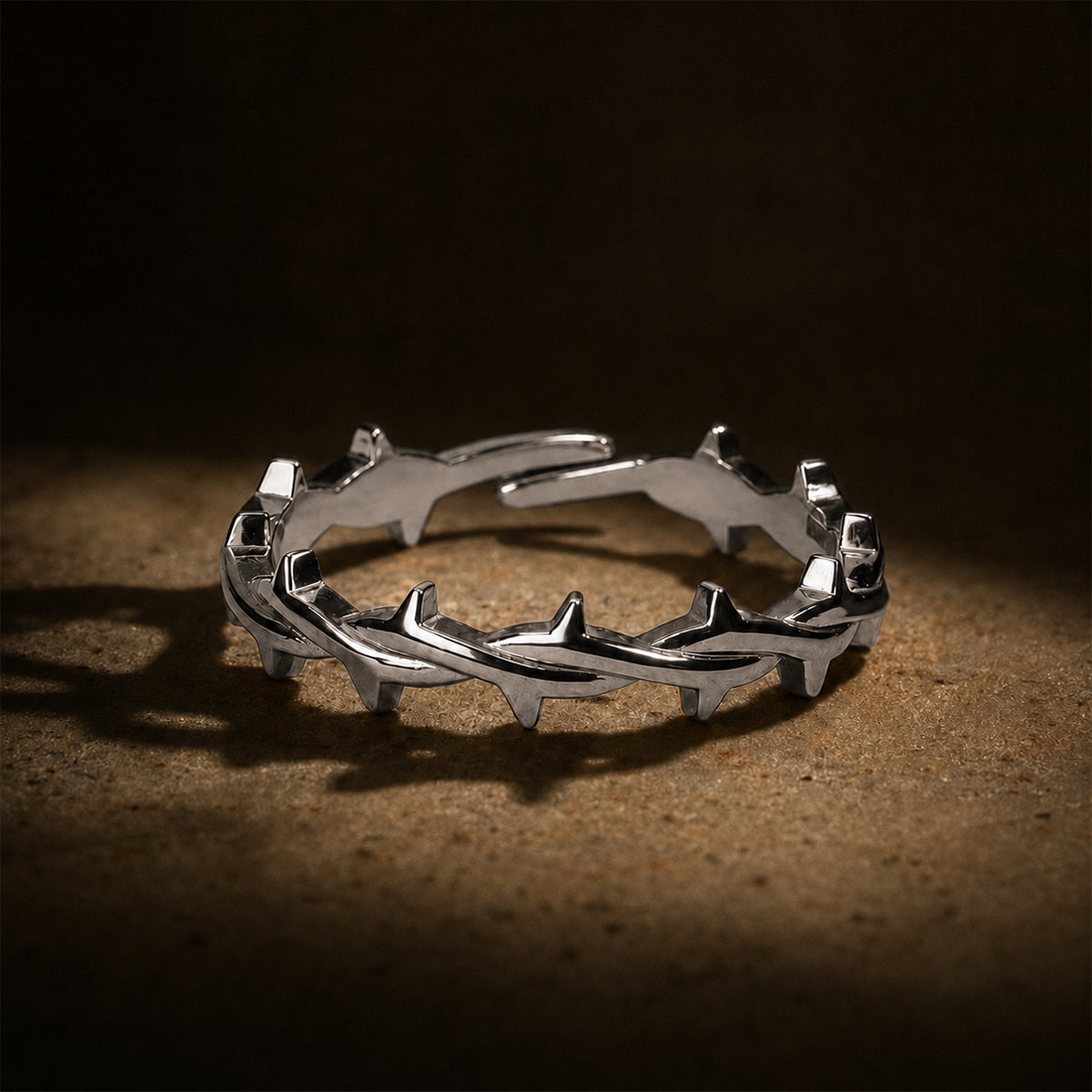Silver Crown of Thorns Ring (Adjustable size)